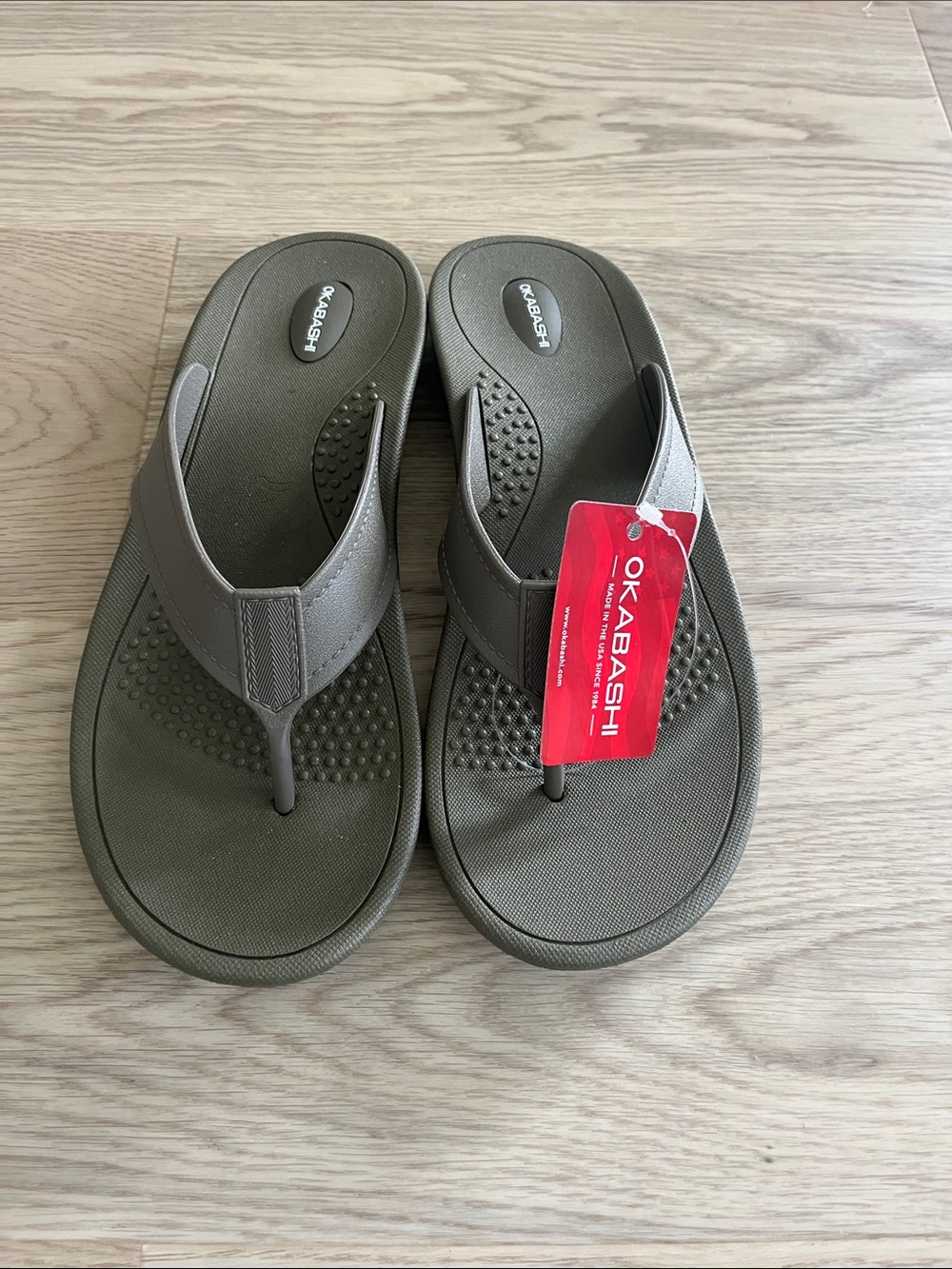 Okabashi Men's Olive Green Flip Flop Sandals